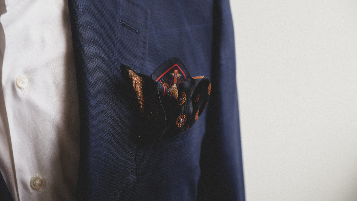 Indigo Orange Pocket Squares