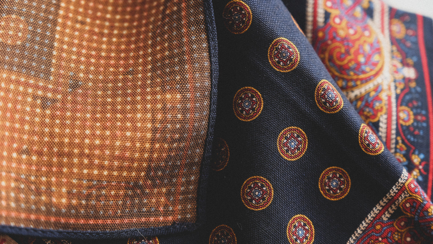 Indigo Orange Pocket Squares